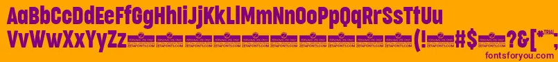 CocogooseCompressedRegularTrial Font – Purple Fonts on Orange Background