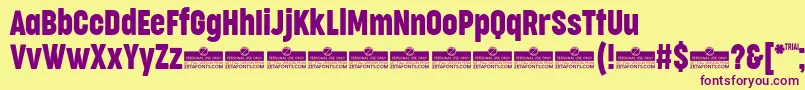 CocogooseCompressedRegularTrial Font – Purple Fonts on Yellow Background