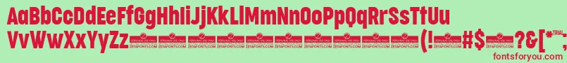 CocogooseCompressedRegularTrial Font – Red Fonts on Green Background