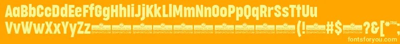 CocogooseCompressedRegularTrial Font – Yellow Fonts on Orange Background