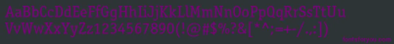 Fonte OfficinaserifcBook – fontes roxas em um fundo preto