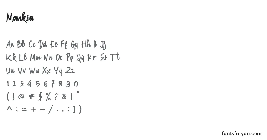 Шрифт Manksa – алфавит, цифры, специальные символы