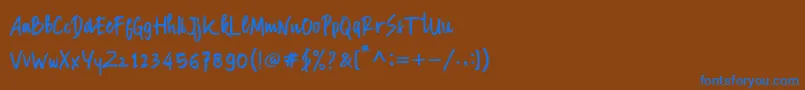 フォントManksa – 茶色の背景に青い文字