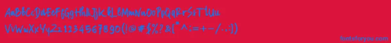 Manksa Font – Blue Fonts on Red Background