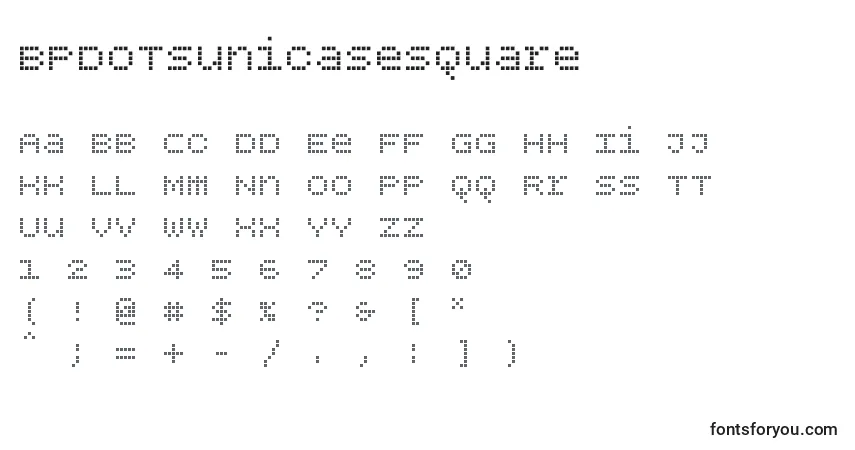 A fonte Bpdotsunicasesquare – alfabeto, números, caracteres especiais
