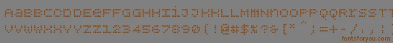 フォントBpdotsunicasesquare – 茶色の文字が灰色の背景にあります。