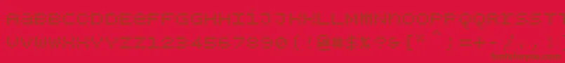 Bpdotsunicasesquare-Schriftart – Braune Schriften auf rotem Hintergrund