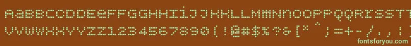 Bpdotsunicasesquare-fontti – vihreät fontit ruskealla taustalla