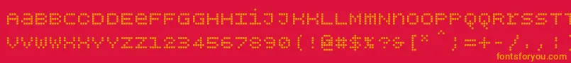 Fonte Bpdotsunicasesquare – fontes laranjas em um fundo vermelho