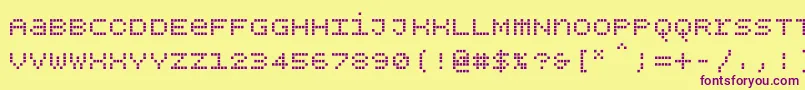 Bpdotsunicasesquare Font – Purple Fonts on Yellow Background