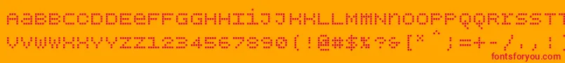Bpdotsunicasesquare-Schriftart – Rote Schriften auf orangefarbenem Hintergrund