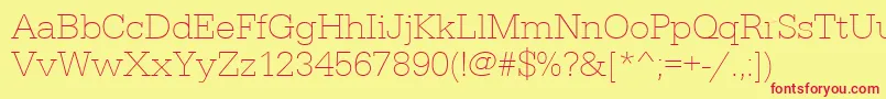 Fonte Urwegyptiennetextligwid – fontes vermelhas em um fundo amarelo