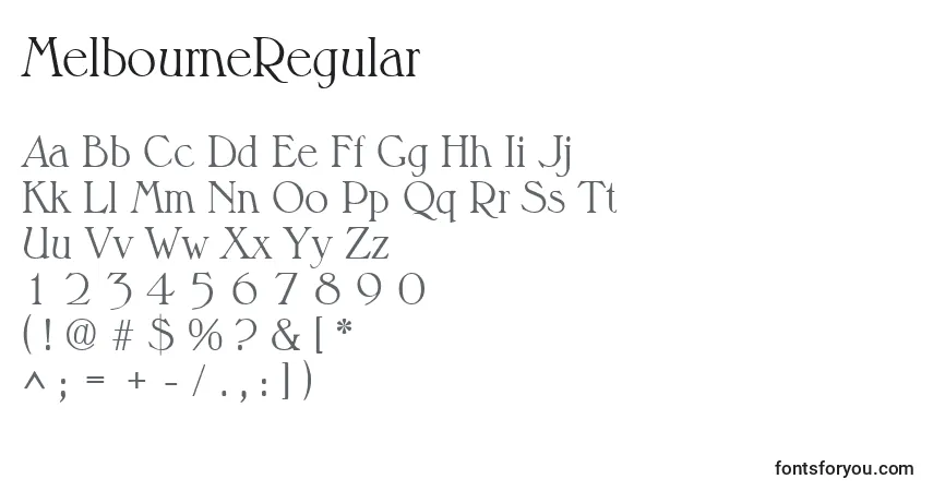 Шрифт MelbourneRegular – алфавит, цифры, специальные символы
