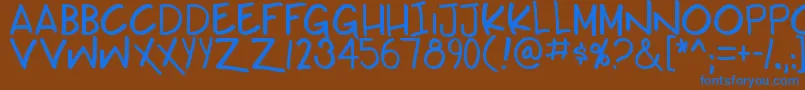 Teabeercustom-Schriftart – Blaue Schriften auf braunem Hintergrund