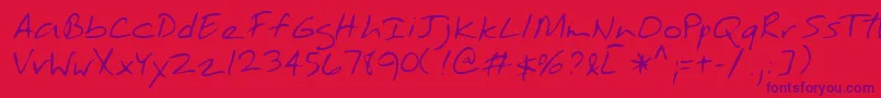 Czcionka TobyshandRegular – fioletowe czcionki na czerwonym tle