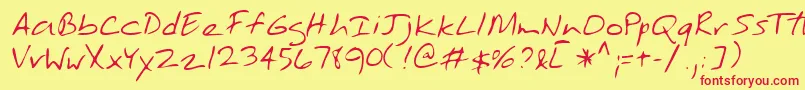フォントTobyshandRegular – 赤い文字の黄色い背景