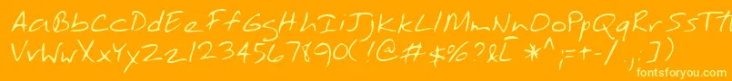 TobyshandRegular Font – Yellow Fonts on Orange Background