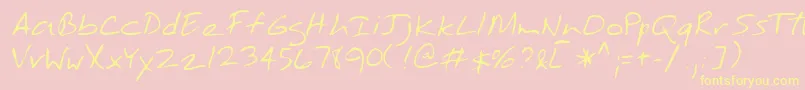TobyshandRegular-Schriftart – Gelbe Schriften auf rosa Hintergrund
