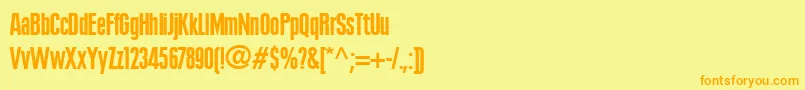 フォントPlakLtBlackExtracondensed – オレンジの文字が黄色の背景にあります。