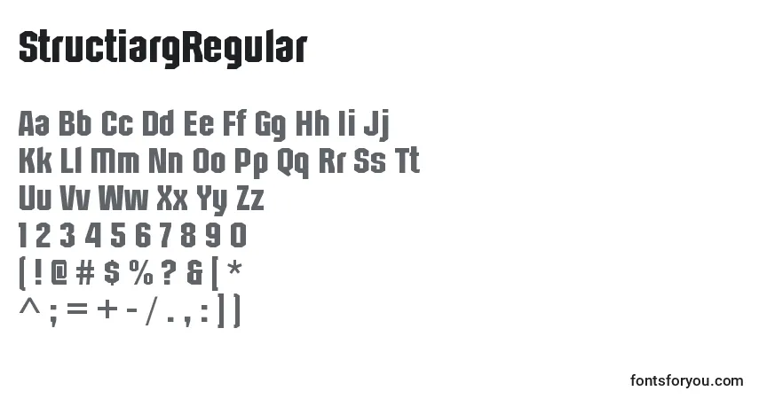 A fonte StructiargRegular – alfabeto, números, caracteres especiais