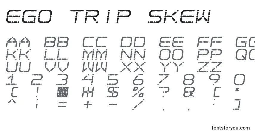 A fonte Ego Trip Skew – alfabeto, números, caracteres especiais