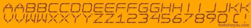 Saiba mais sobre a fonte Ego Trip Skew Fonte Ego Trip Skew – fontes marrons em um fundo laranja