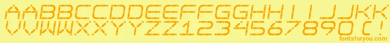 フォントEgo Trip Skew – オレンジの文字が黄色の背景にあります。