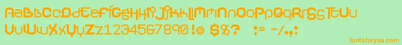 Yerevan-Schriftart – Orangefarbene Schriften auf grünem Hintergrund