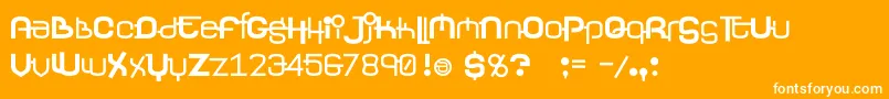 Yerevan-Schriftart – Weiße Schriften auf orangefarbenem Hintergrund