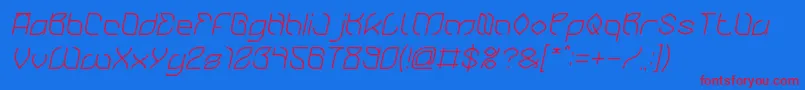 BambooChopsticksItalic-Schriftart – Rote Schriften auf blauem Hintergrund