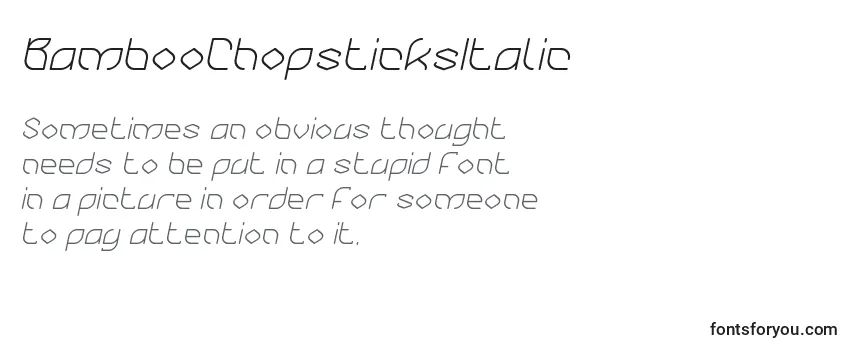 BambooChopsticksItalic Font