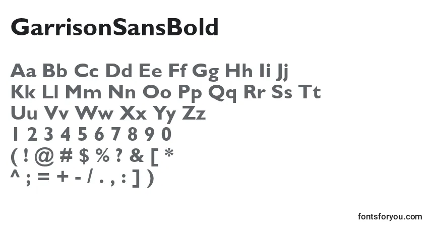 Czcionka GarrisonSansBold – alfabet, cyfry, specjalne znaki
