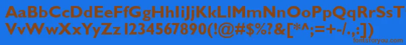 フォントGarrisonSansBold – 茶色の文字が青い背景にあります。