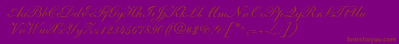 S721ScriptOneRegular-Schriftart – Braune Schriften auf violettem Hintergrund