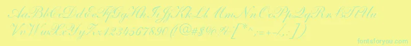 S721ScriptOneRegular Font – Green Fonts on Yellow Background