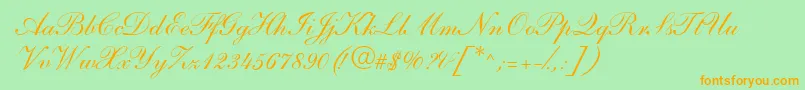 S721ScriptOneRegular Font – Orange Fonts on Green Background