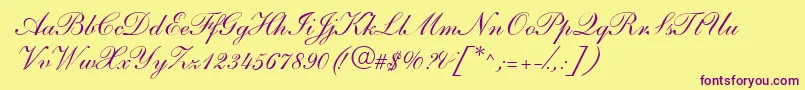 S721ScriptOneRegular Font – Purple Fonts on Yellow Background