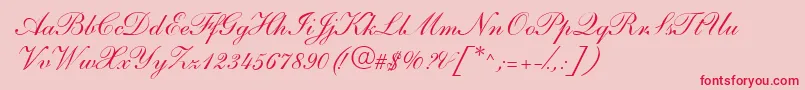S721ScriptOneRegular Font – Red Fonts on Pink Background