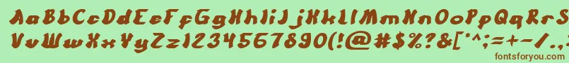 CartoonBoldItalic Font – Brown Fonts on Green Background