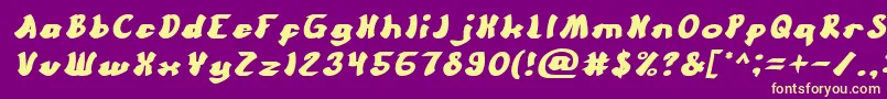 CartoonBoldItalic Font – Yellow Fonts on Purple Background