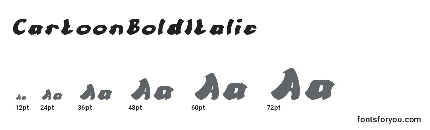 Размеры шрифта CartoonBoldItalic