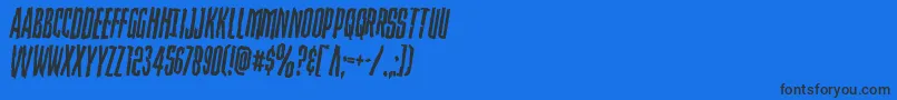 Strangerdangerrotate-Schriftart – Schwarze Schriften auf blauem Hintergrund