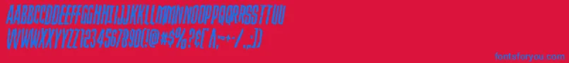 Czcionka Strangerdangerrotate – niebieskie czcionki na czerwonym tle