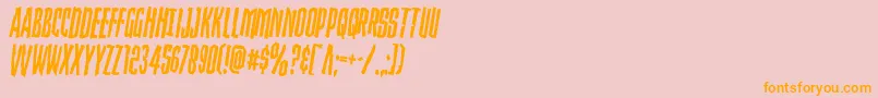 Strangerdangerrotate-Schriftart – Orangefarbene Schriften auf rosa Hintergrund