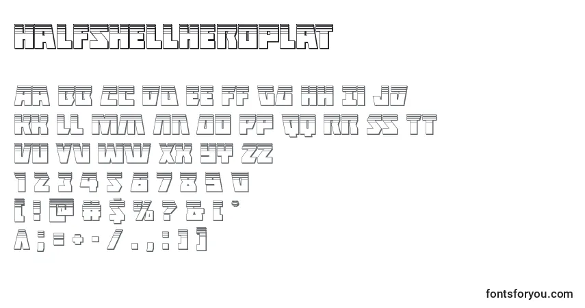A fonte Halfshellheroplat – alfabeto, números, caracteres especiais