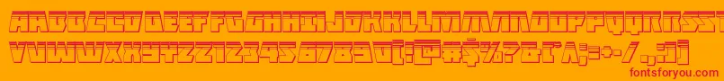 Czcionka Halfshellheroplat – czerwone czcionki na pomarańczowym tle