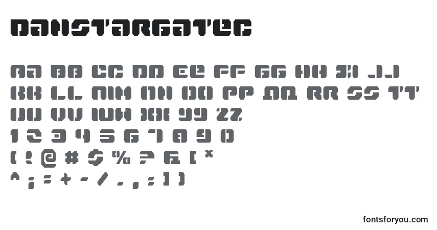 A fonte Danstargatec – alfabeto, números, caracteres especiais