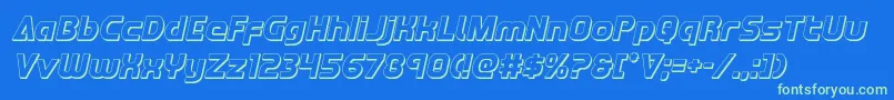 Redline3Dital-Schriftart – Grüne Schriften auf blauem Hintergrund