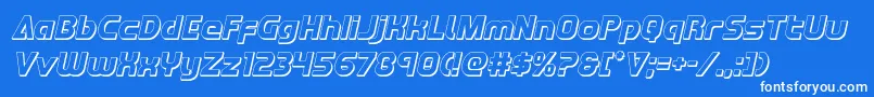 Redline3Dital-Schriftart – Weiße Schriften auf blauem Hintergrund