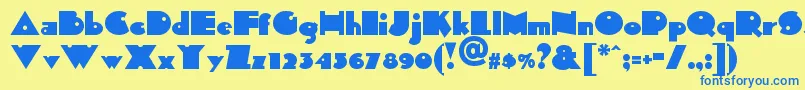 フォントSidthekidnf – 青い文字が黄色の背景にあります。